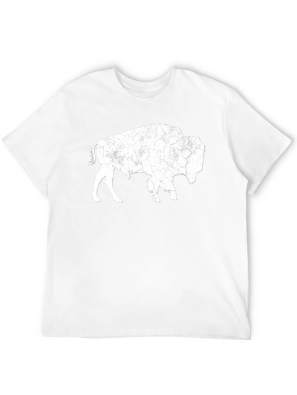 Distressed Buffalo Graphic Tee - Black Cotton T-Shirt