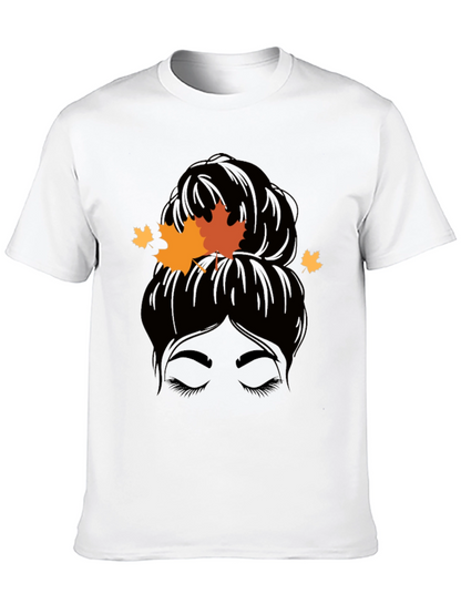 Autumn Messy Bun T-Shirt - Fall Vibes