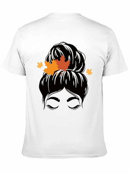 Autumn Messy Bun T-Shirt - Fall Vibes