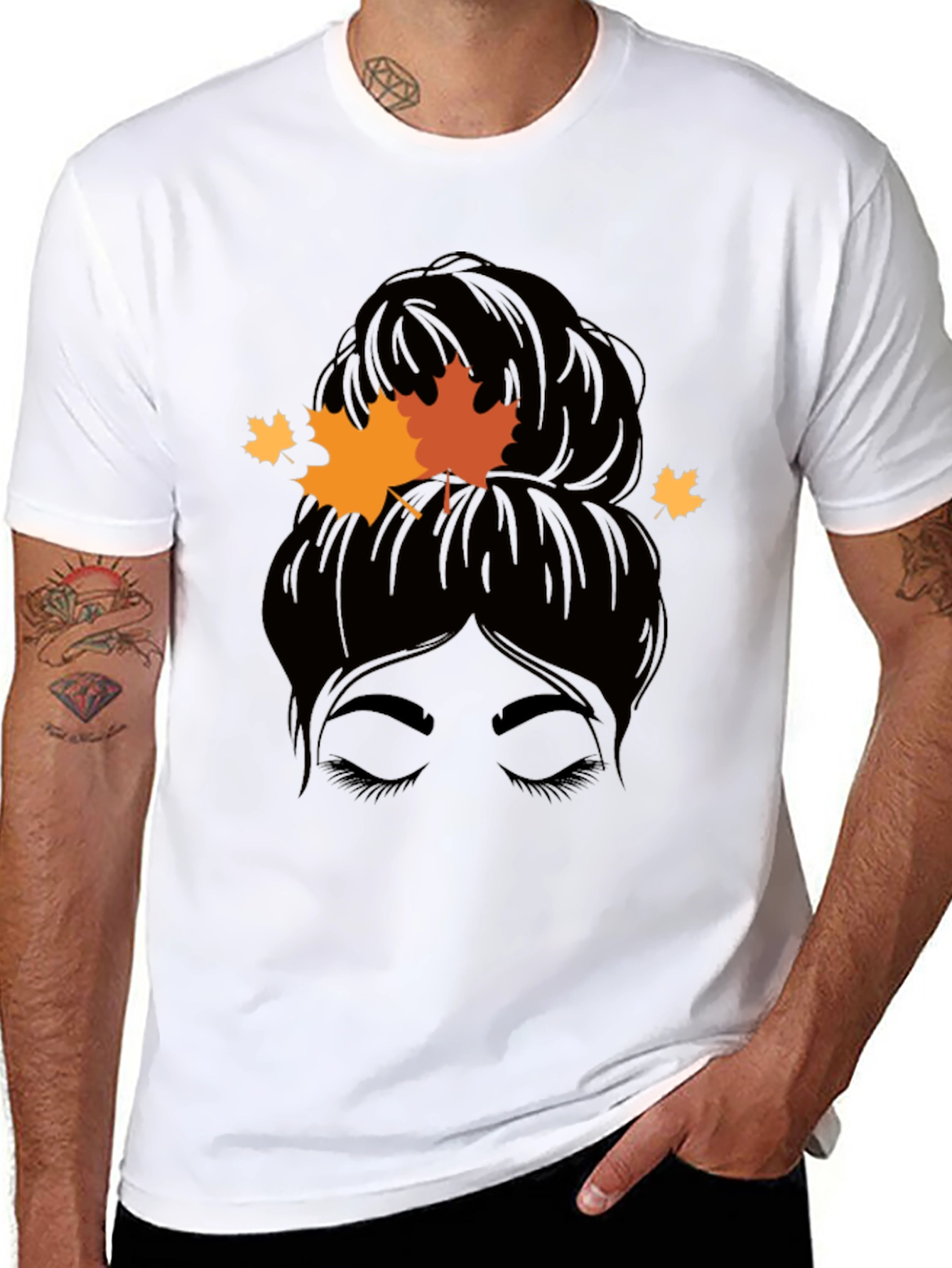 Autumn Messy Bun T-Shirt - Fall Vibes