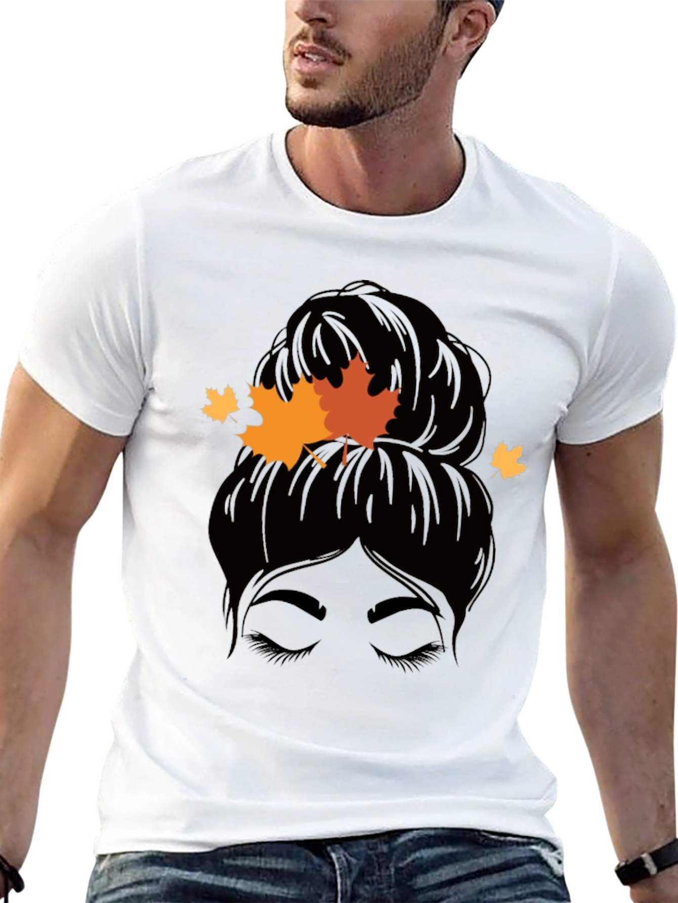 Autumn Messy Bun T-Shirt - Fall Vibes