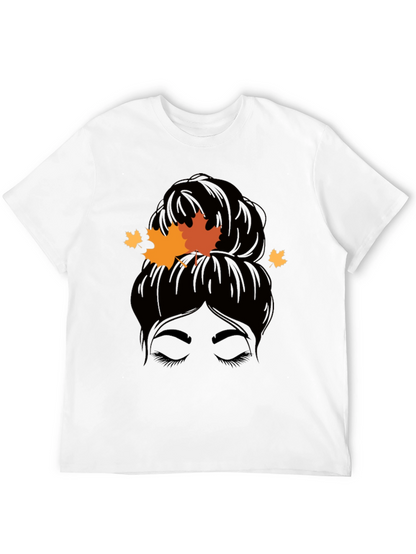 Autumn Messy Bun T-Shirt - Fall Vibes