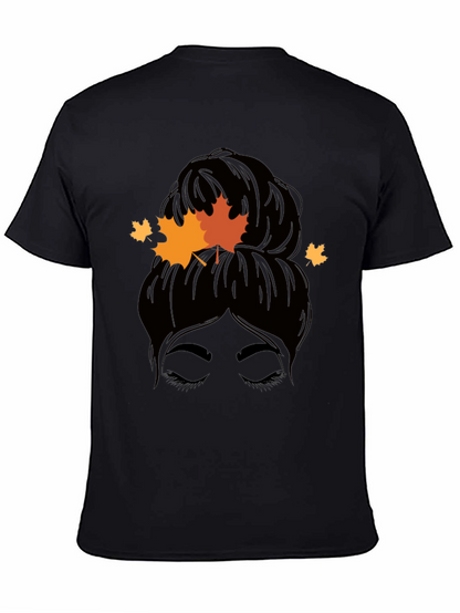 Autumn Messy Bun T-Shirt - Fall Vibes