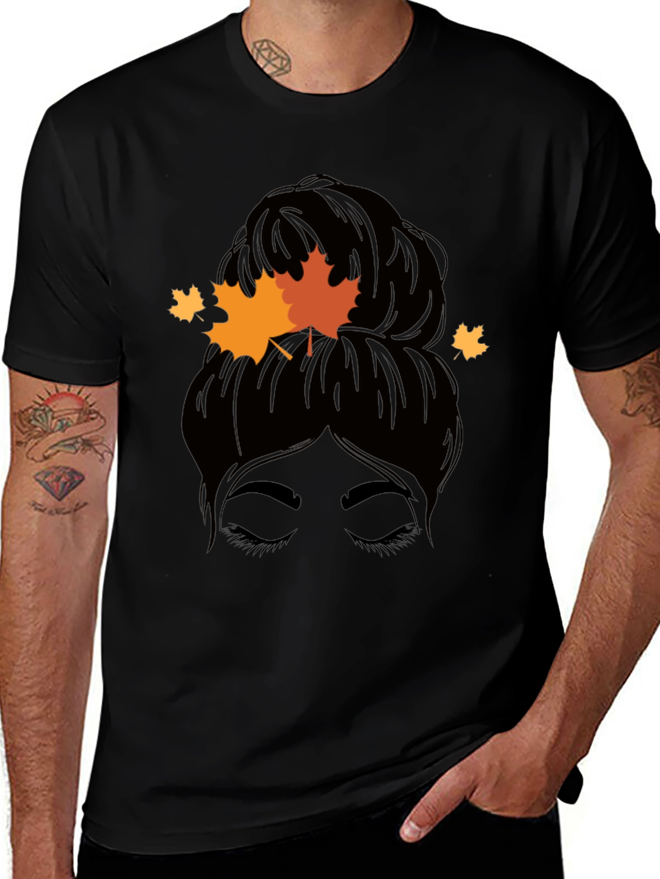 Autumn Messy Bun T-Shirt - Fall Vibes