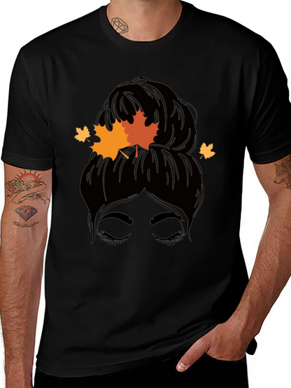 Autumn Messy Bun T-Shirt - Fall Vibes