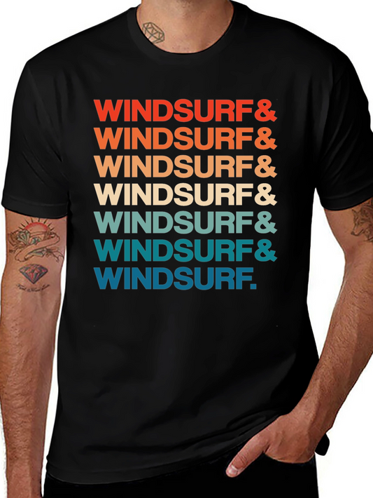 Retro Windsurf Graphic Print Crew Neck T-Shirt