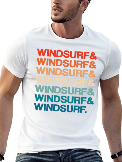 Retro Windsurf Graphic Print Crew Neck T-Shirt