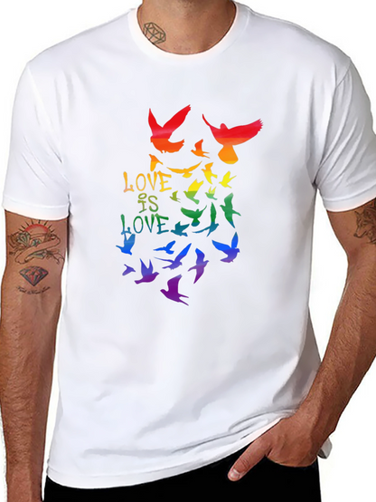 Love is Love Rainbow Birds Graphic Tee