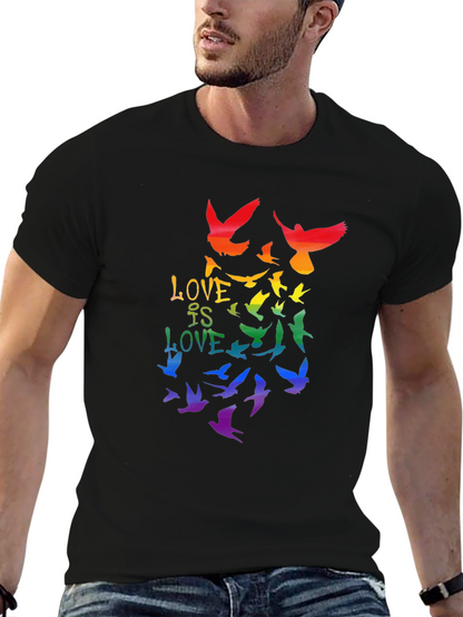 Love is Love Rainbow Birds Graphic Tee