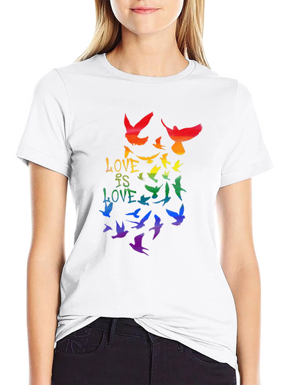 Love is Love Rainbow Birds Graphic Tee