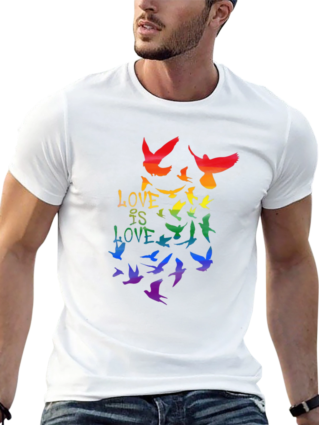 Love is Love Rainbow Birds Graphic Tee