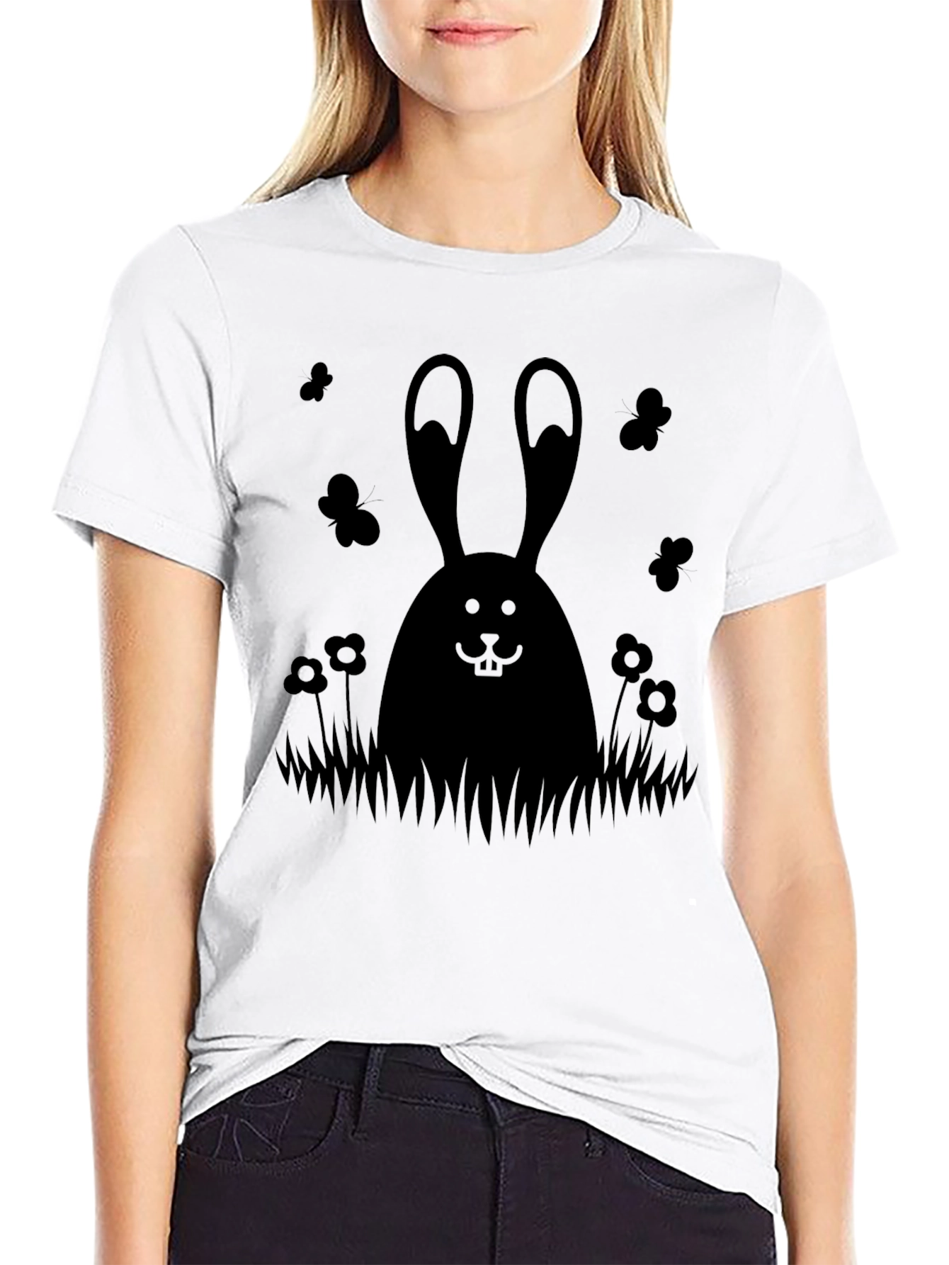 Mens Black Bunny Graphic Tee
