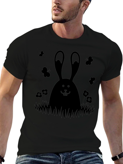 Mens Black Bunny Graphic Tee