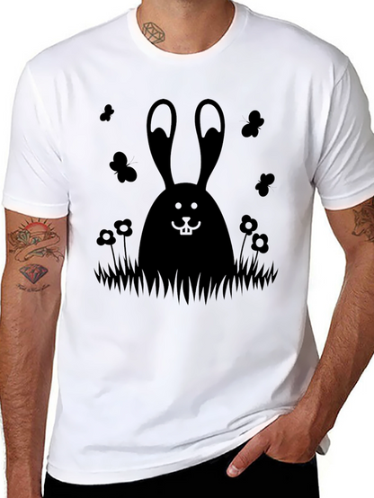 Mens Black Bunny Graphic Tee