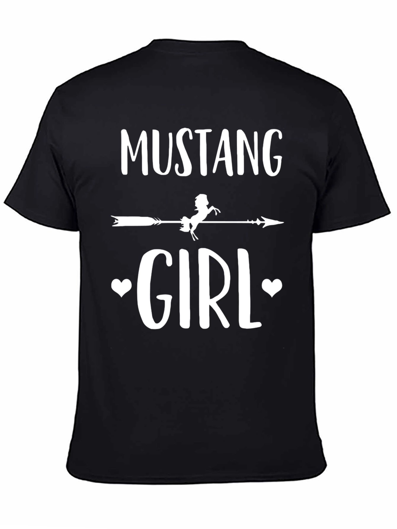 Mustang Girl Graphic Tee - Black Cotton T-Shirt