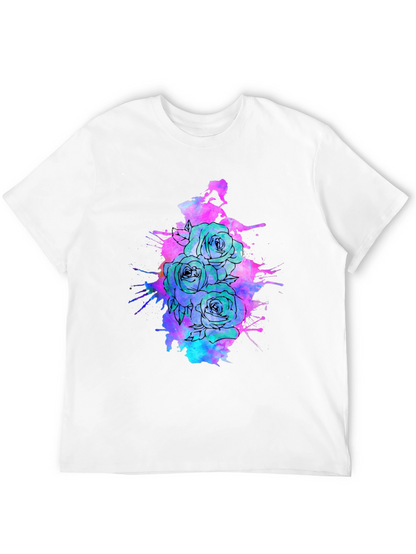 Floral Ink Splatter T-Shirt - Unique Graphic Tee