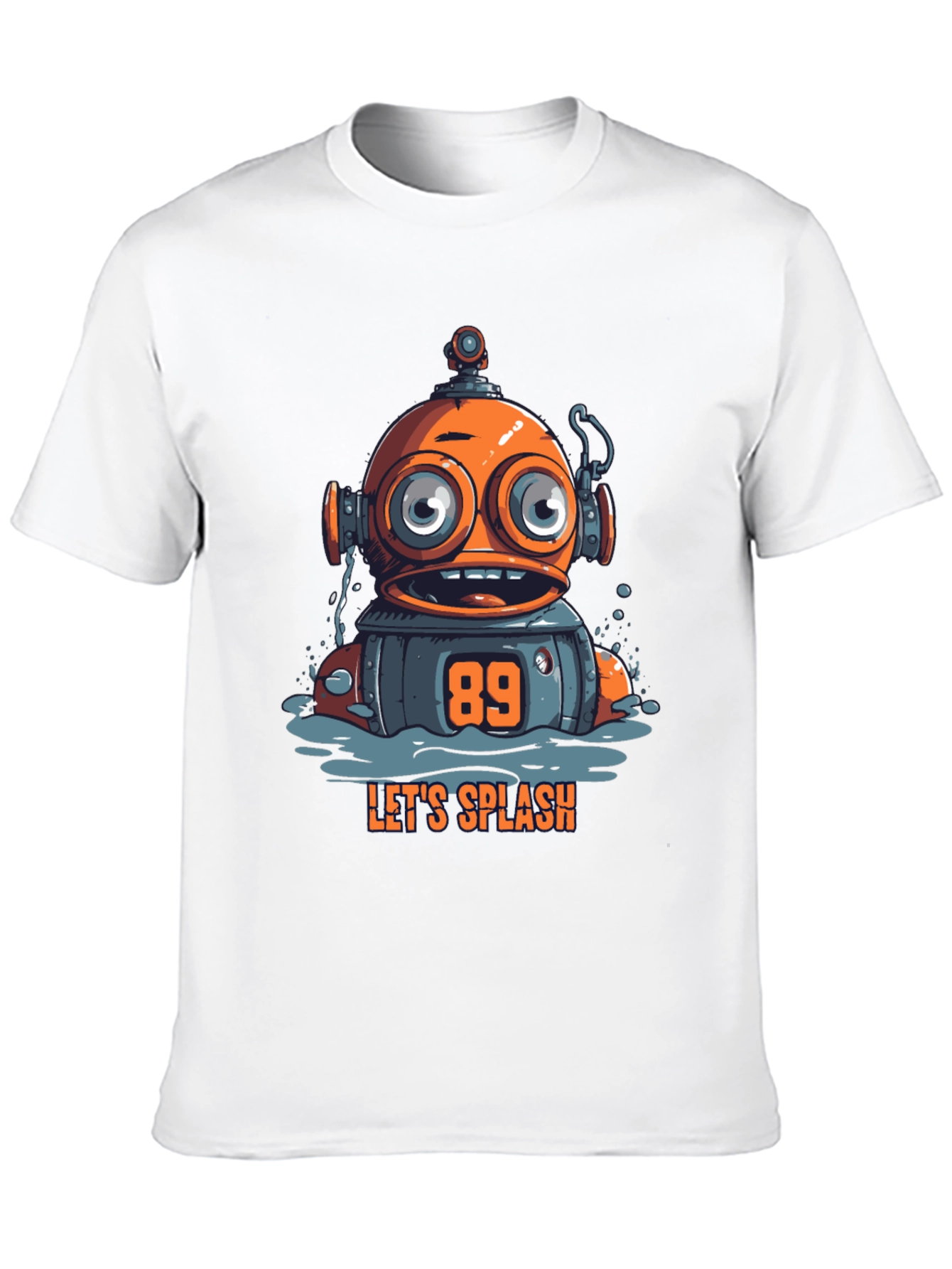Fun Robot Graphic T-Shirt - Lets Splash!