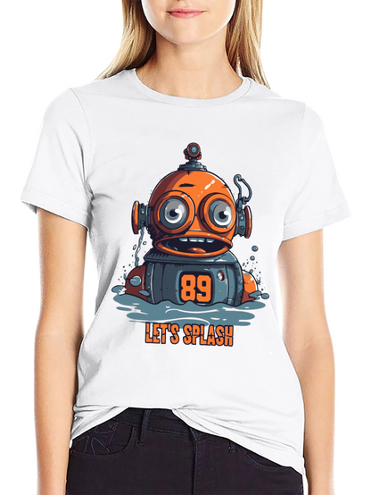 Fun Robot Graphic T-Shirt - Lets Splash!