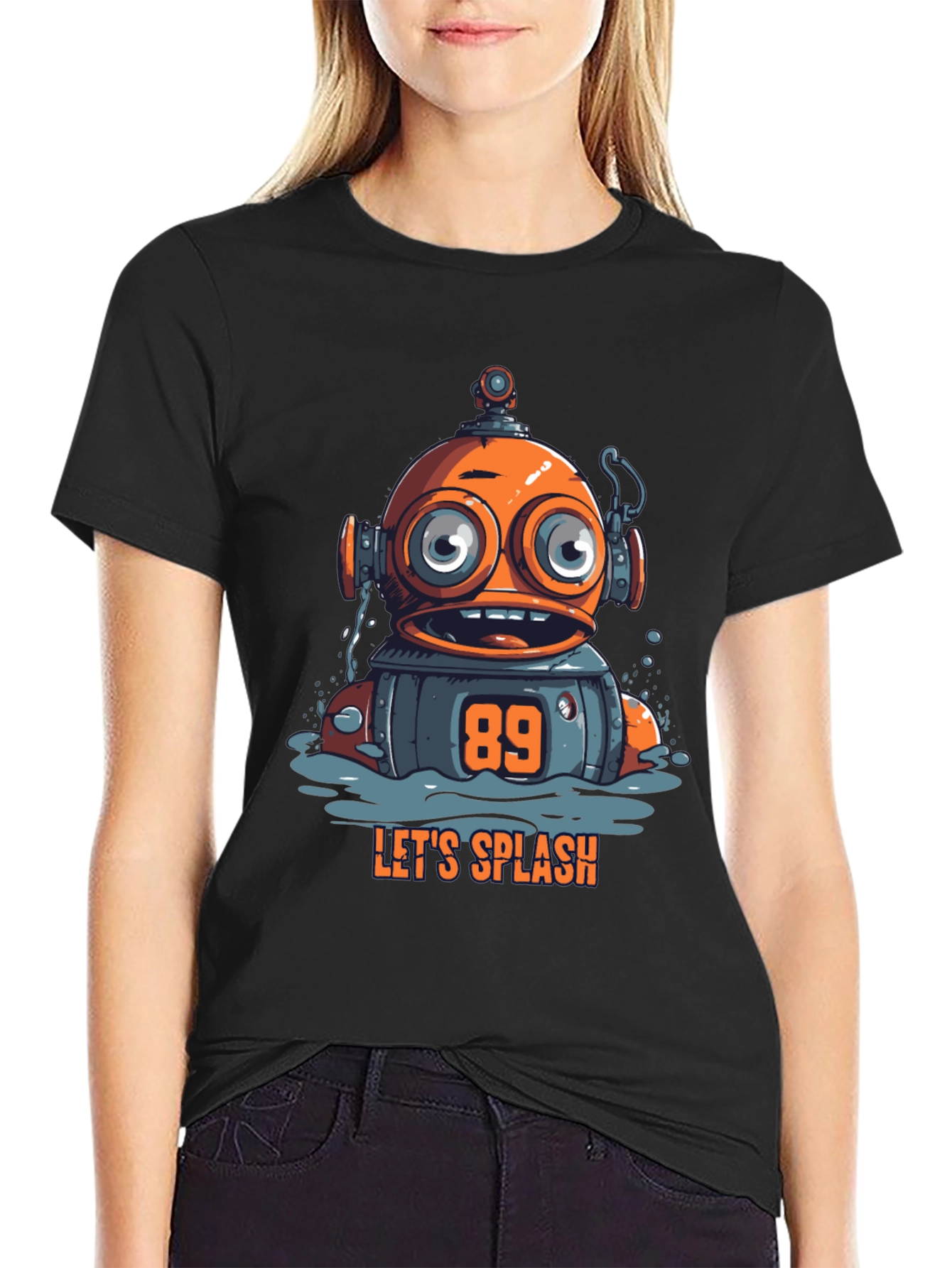 Fun Robot Graphic T-Shirt - Lets Splash!