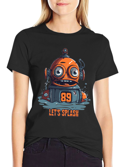 Fun Robot Graphic T-Shirt - Lets Splash!