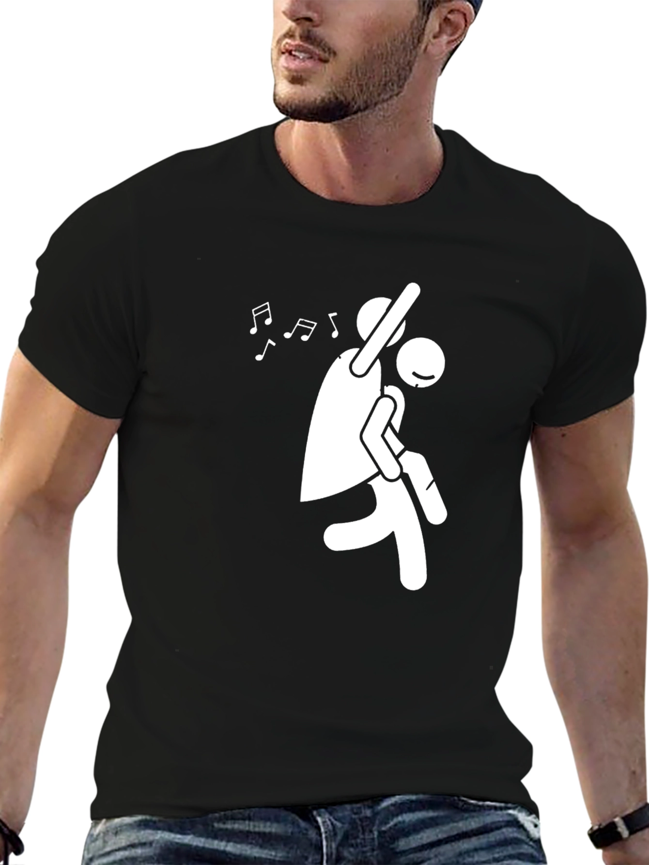 Dancing Couple Graphic Tee - Black Cotton T-Shirt