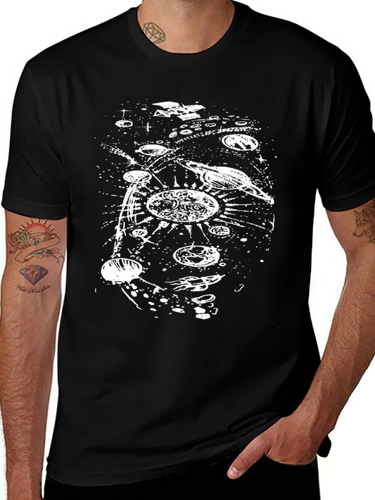 Galaxy Graphic Tee - Black Cotton Universe T-Shirt