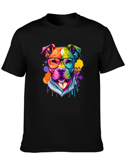 Colorful Pitbull Graphic T-Shirt