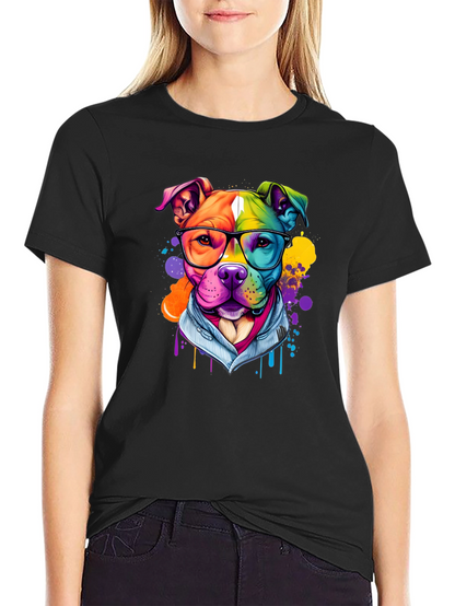 Colorful Pitbull Graphic T-Shirt