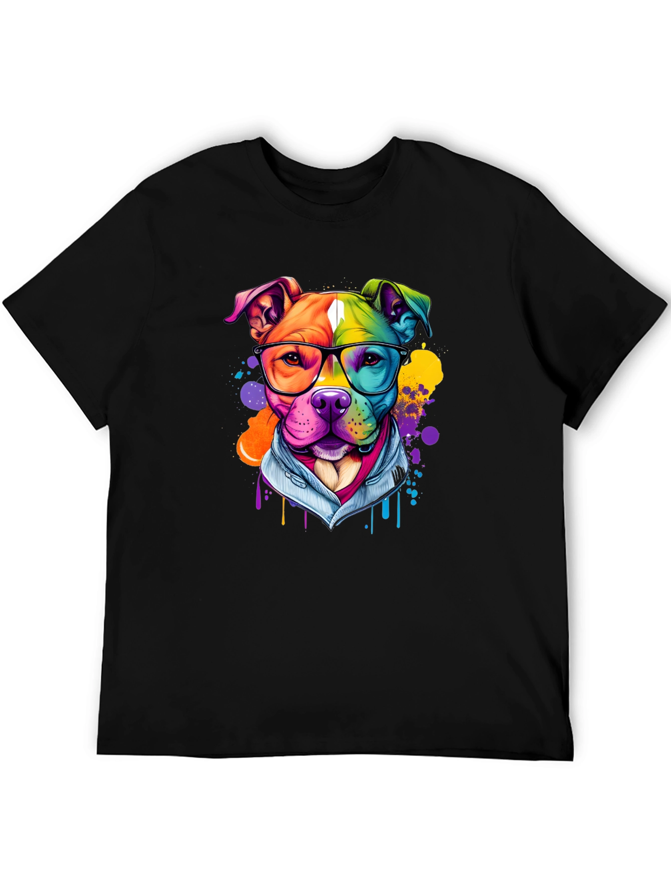 Colorful Pitbull Graphic T-Shirt
