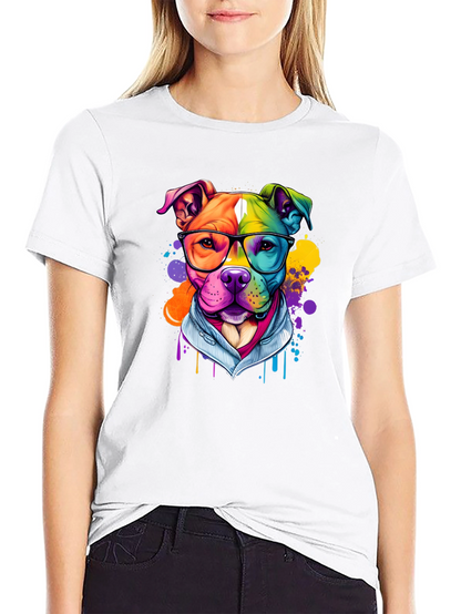 Colorful Pitbull Graphic T-Shirt