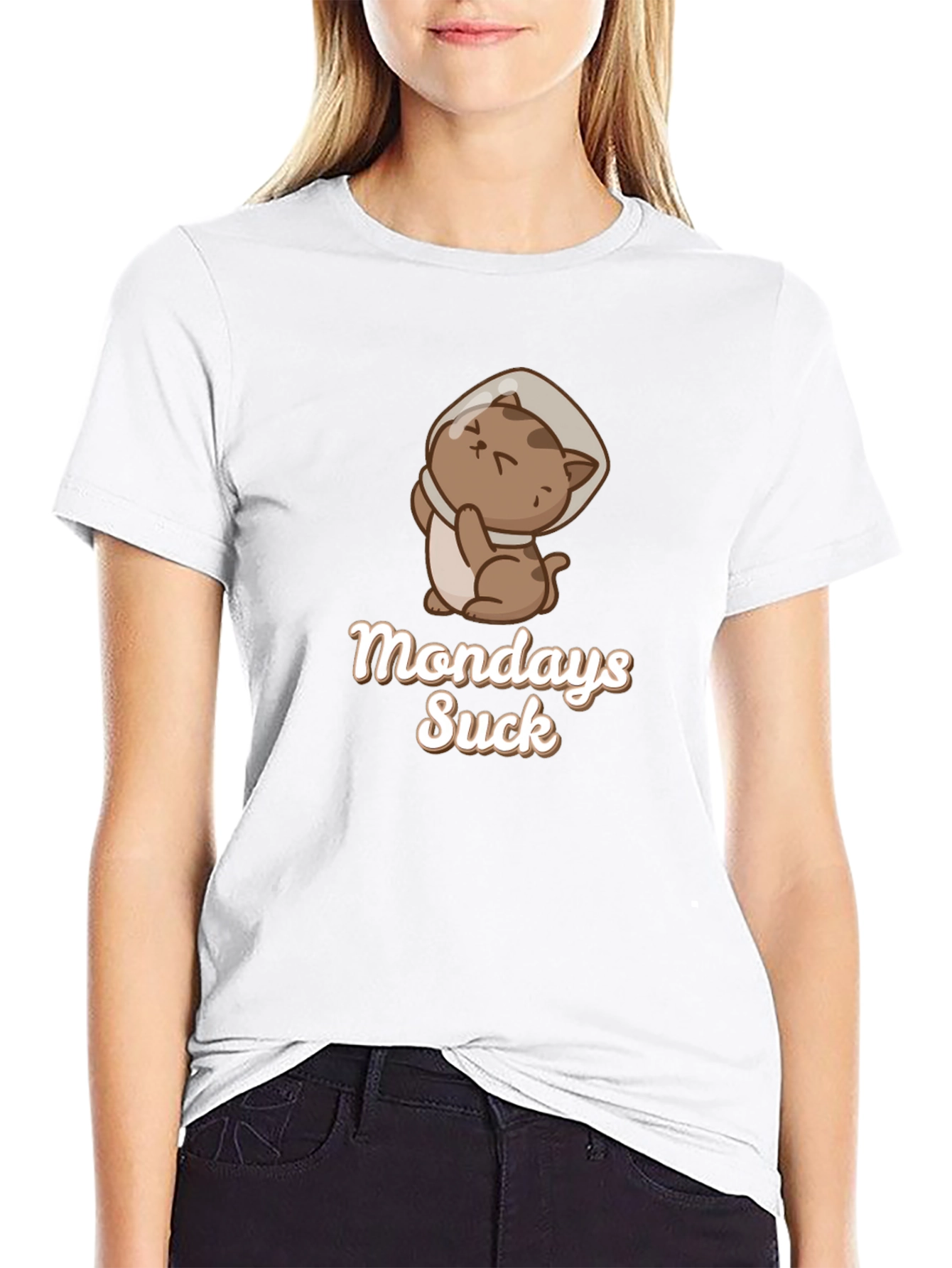 Mondays Suck Funny Cat Cone T-Shirt