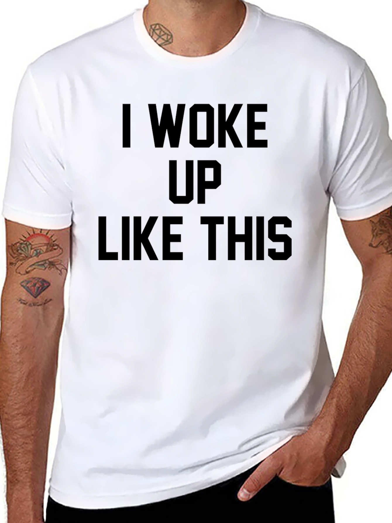 I Woke Up Like This Graphic Tee - Black