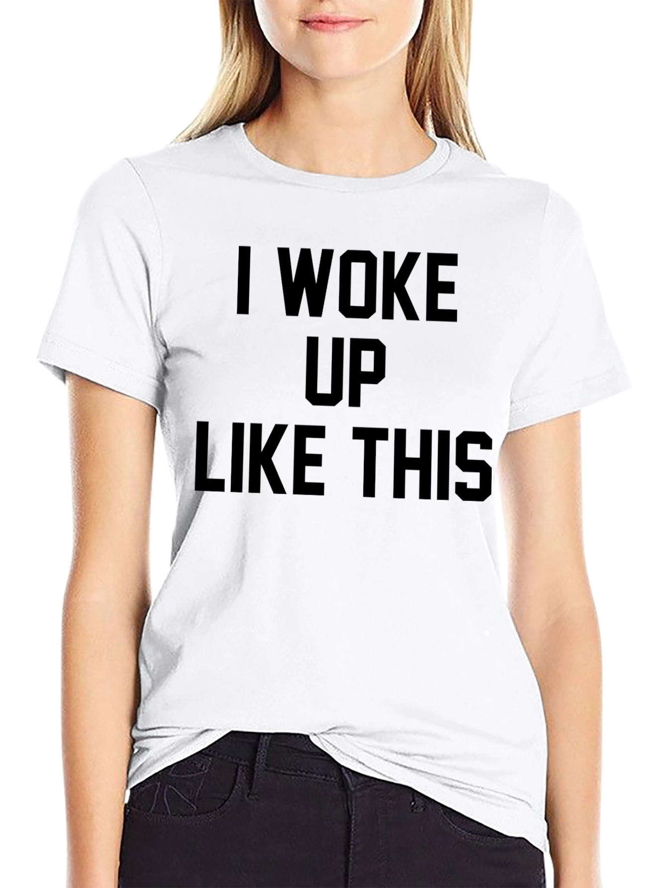 I Woke Up Like This Graphic Tee - Black