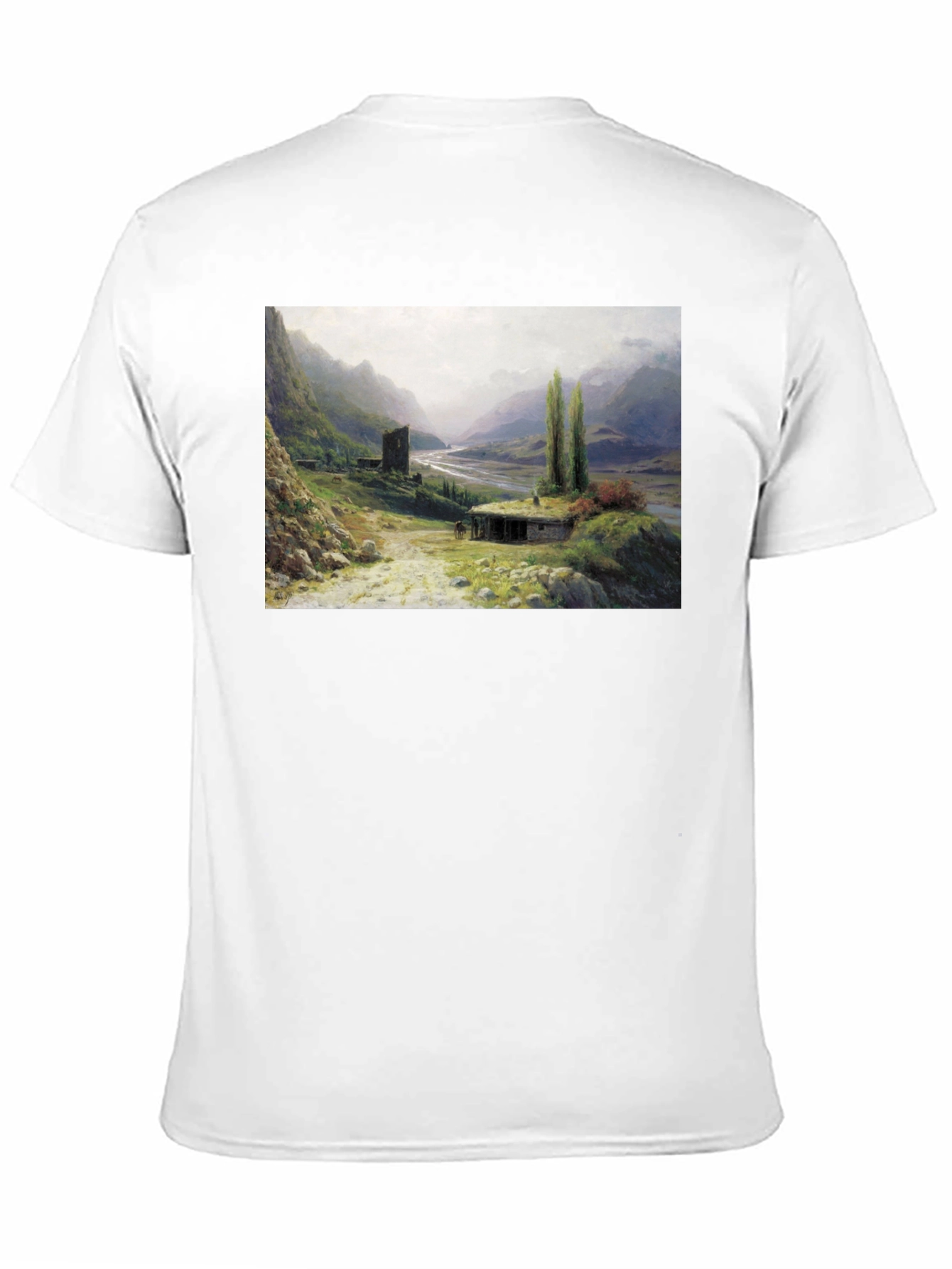 Artistic Landscape Print Black T-Shirt