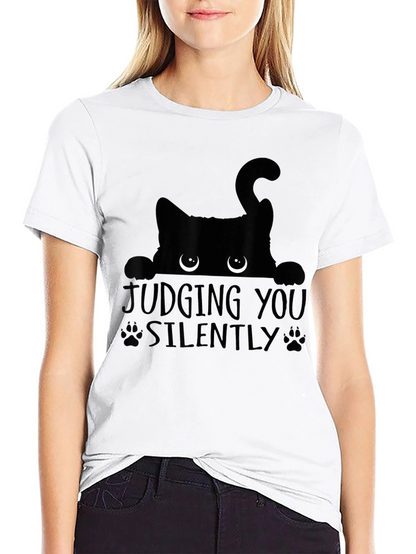 Judging You Silently Black Cat Graphic Tee