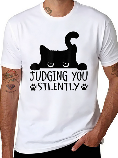 Judging You Silently Black Cat Graphic Tee