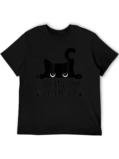 Judging You Silently Black Cat Graphic Tee