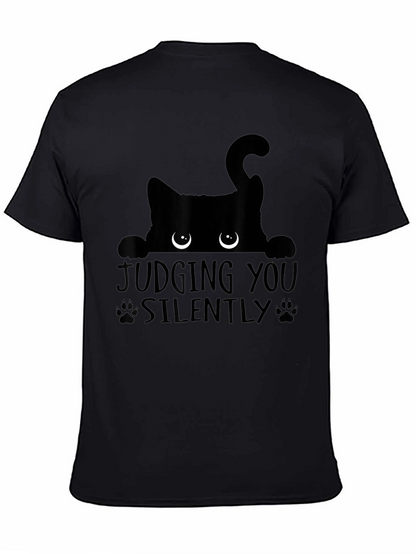 Judging You Silently Black Cat Graphic Tee