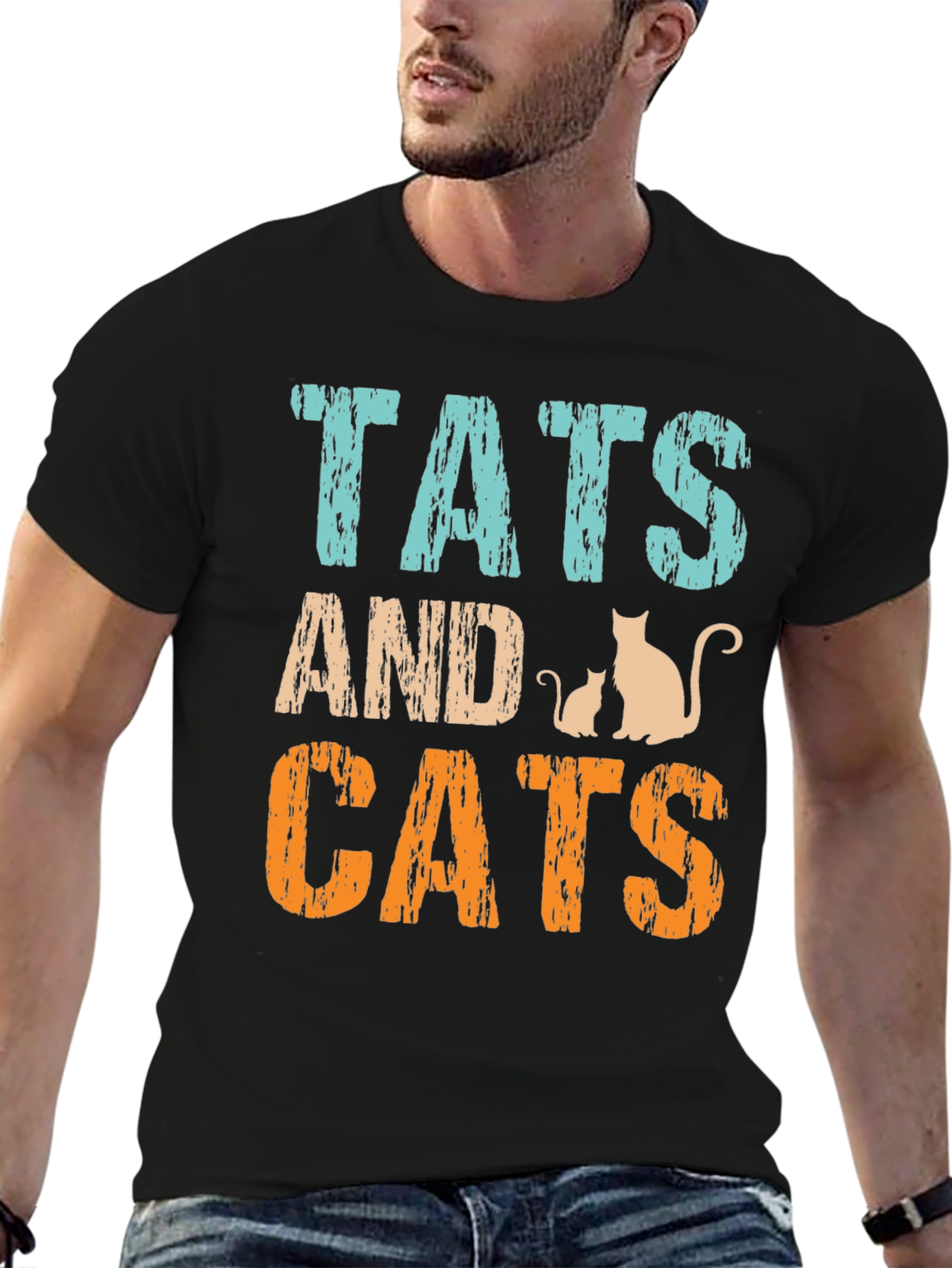 Tats and Cats Graphic Tee - Black