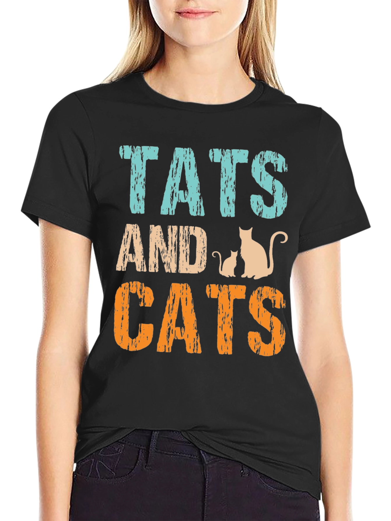 Tats and Cats Graphic Tee - Black