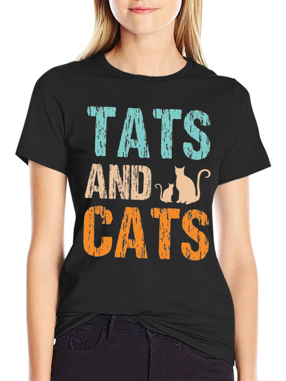 Tats and Cats Graphic Tee - Black