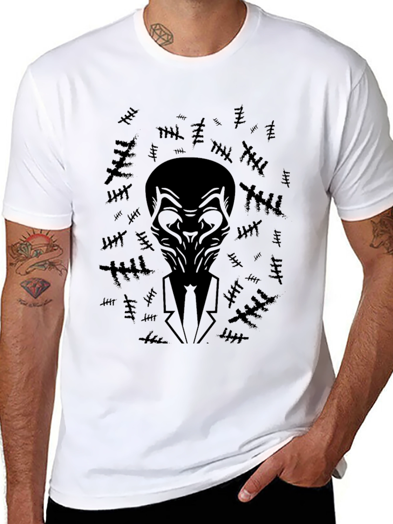 Black T-Shirt with Abstract Figure