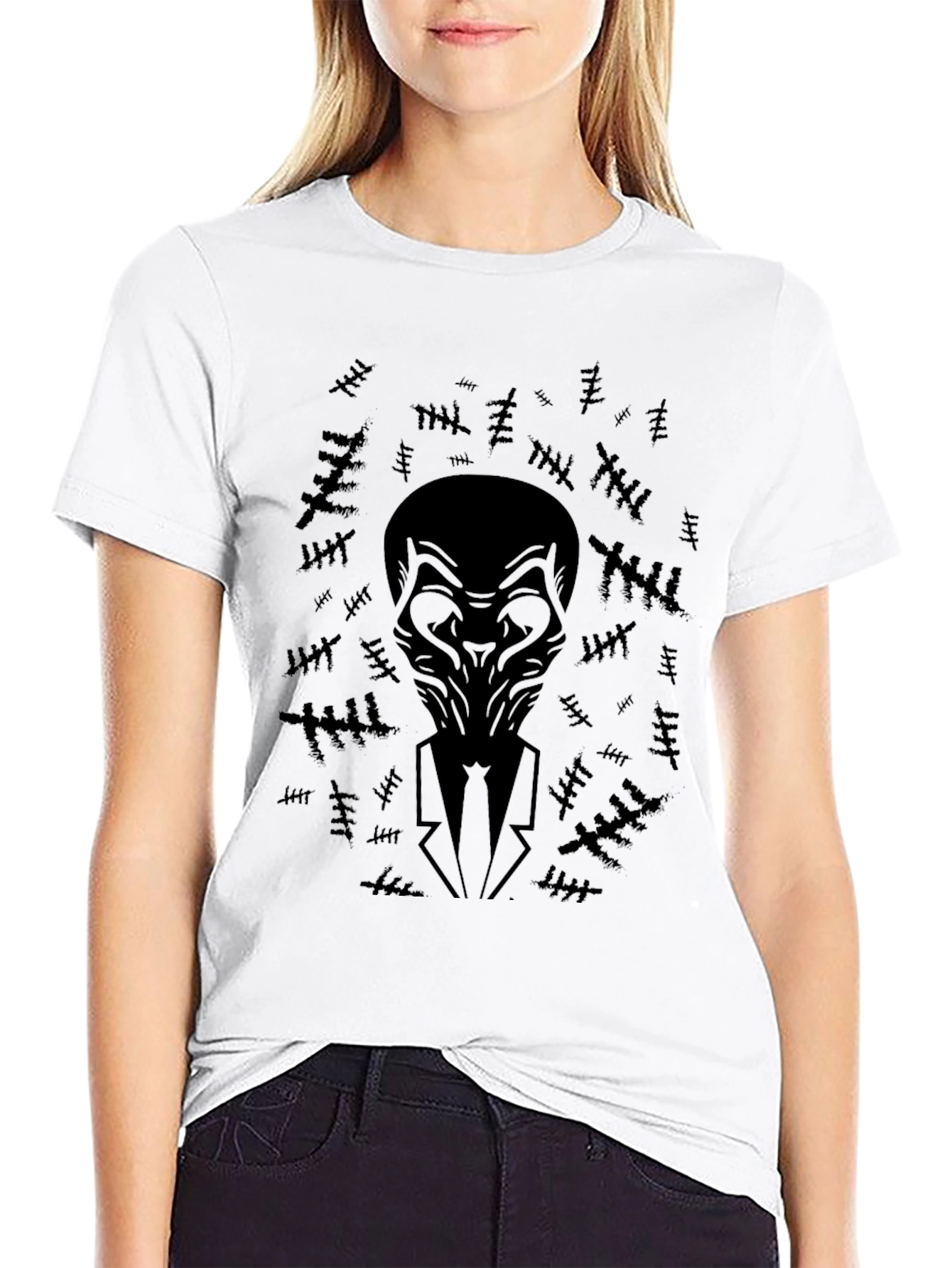 Black T-Shirt with Abstract Figure