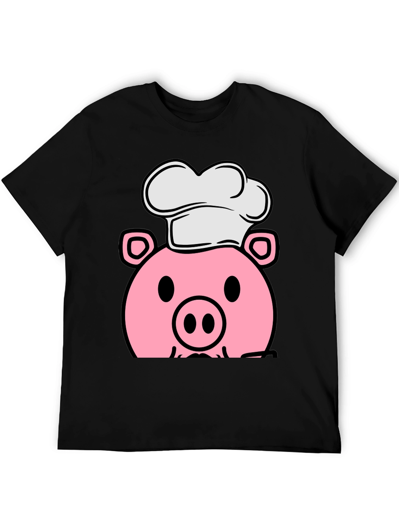 Pig Chef Graphic Tee - Black Cotton T-Shirt