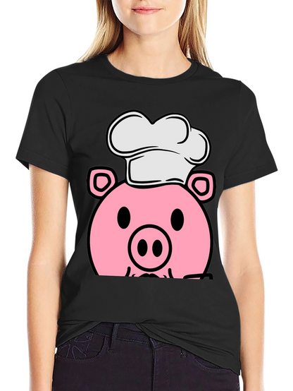 Pig Chef Graphic Tee - Black Cotton T-Shirt