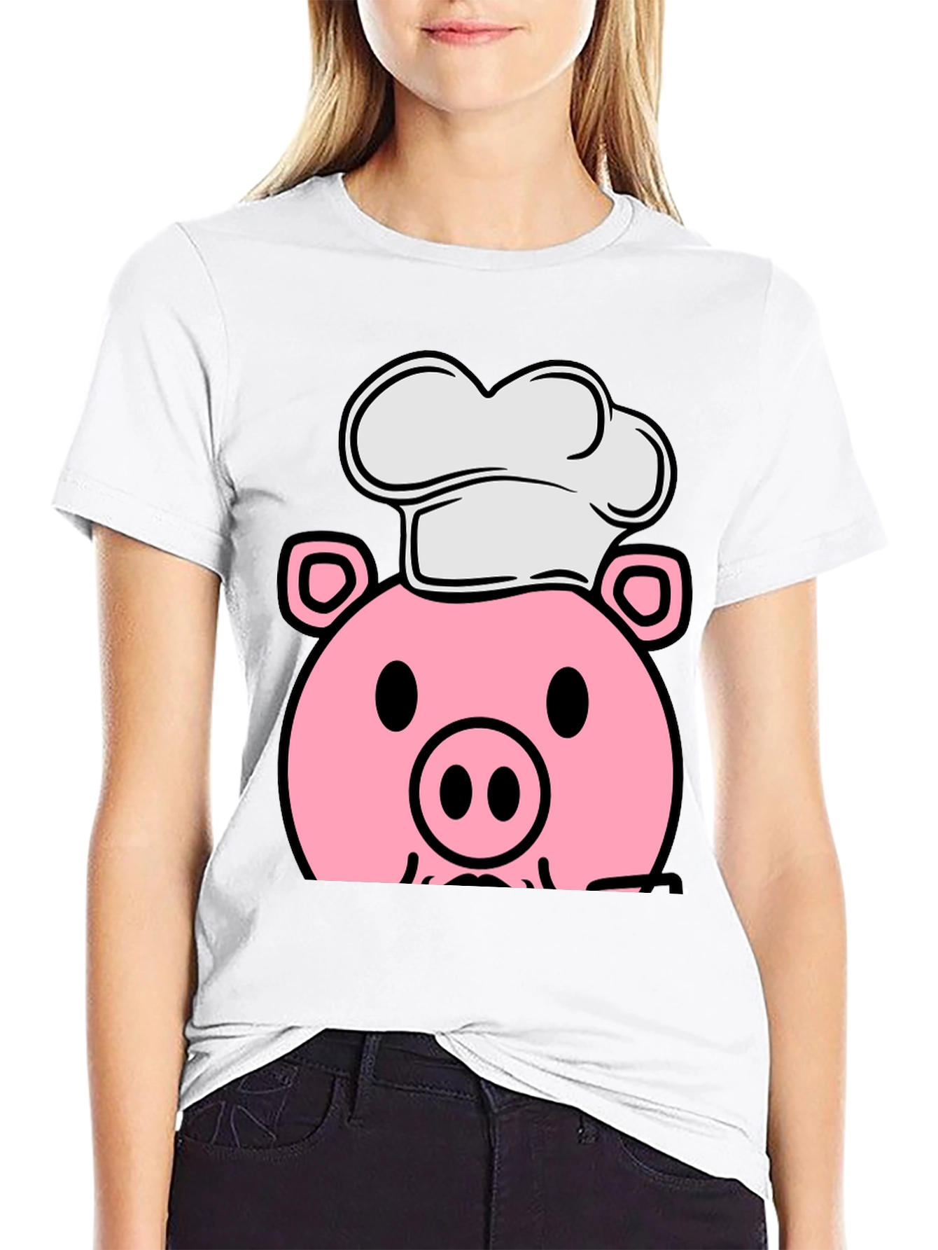 Pig Chef Graphic Tee - Black Cotton T-Shirt