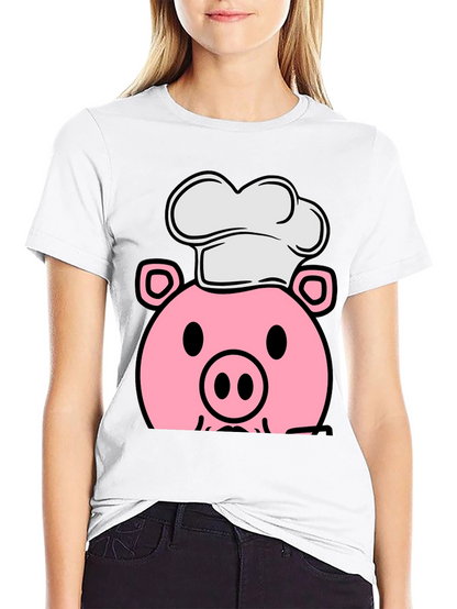 Pig Chef Graphic Tee - Black Cotton T-Shirt