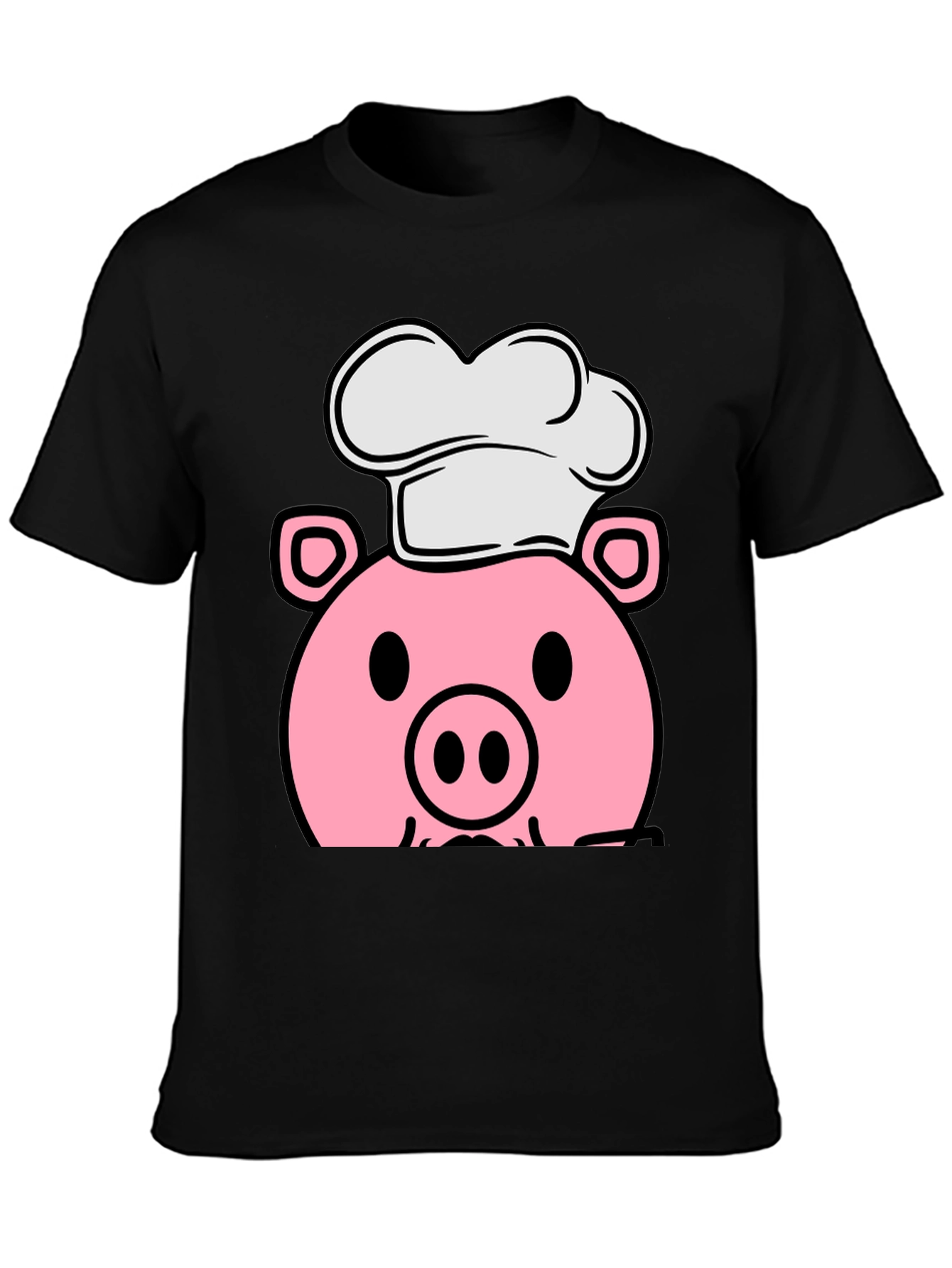 Pig Chef Graphic Tee - Black Cotton T-Shirt