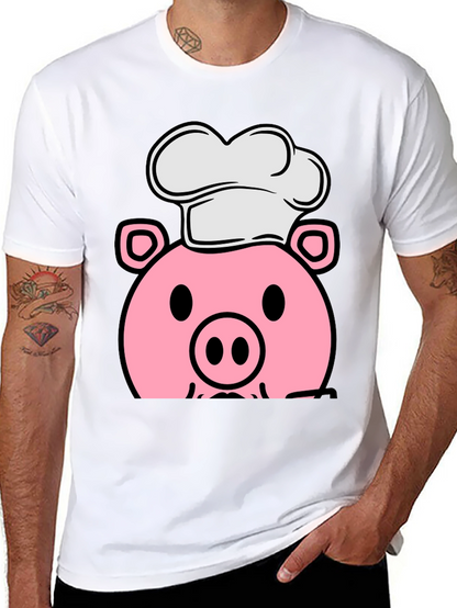 Pig Chef Graphic Tee - Black Cotton T-Shirt
