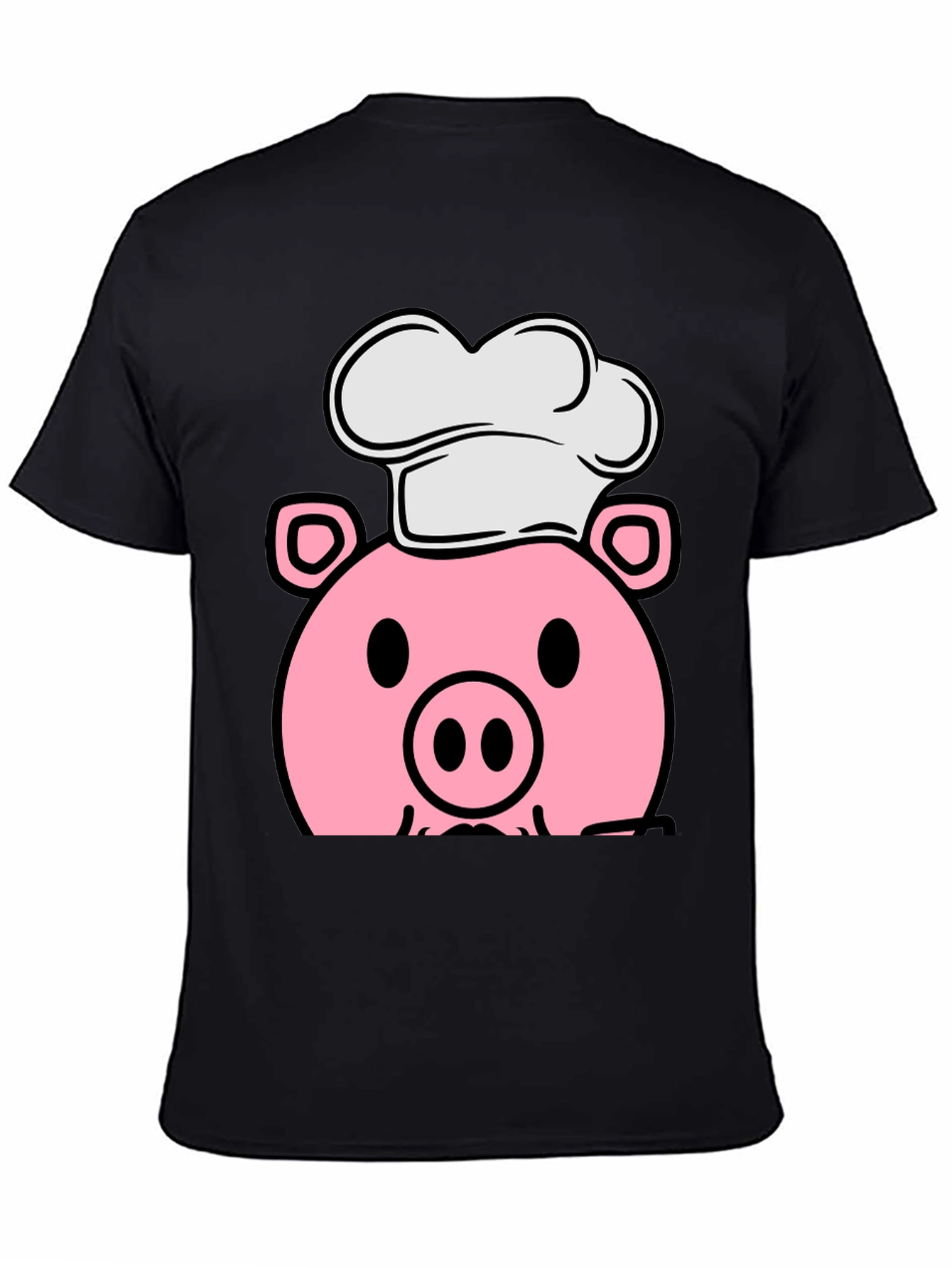 Pig Chef Graphic Tee - Black Cotton T-Shirt